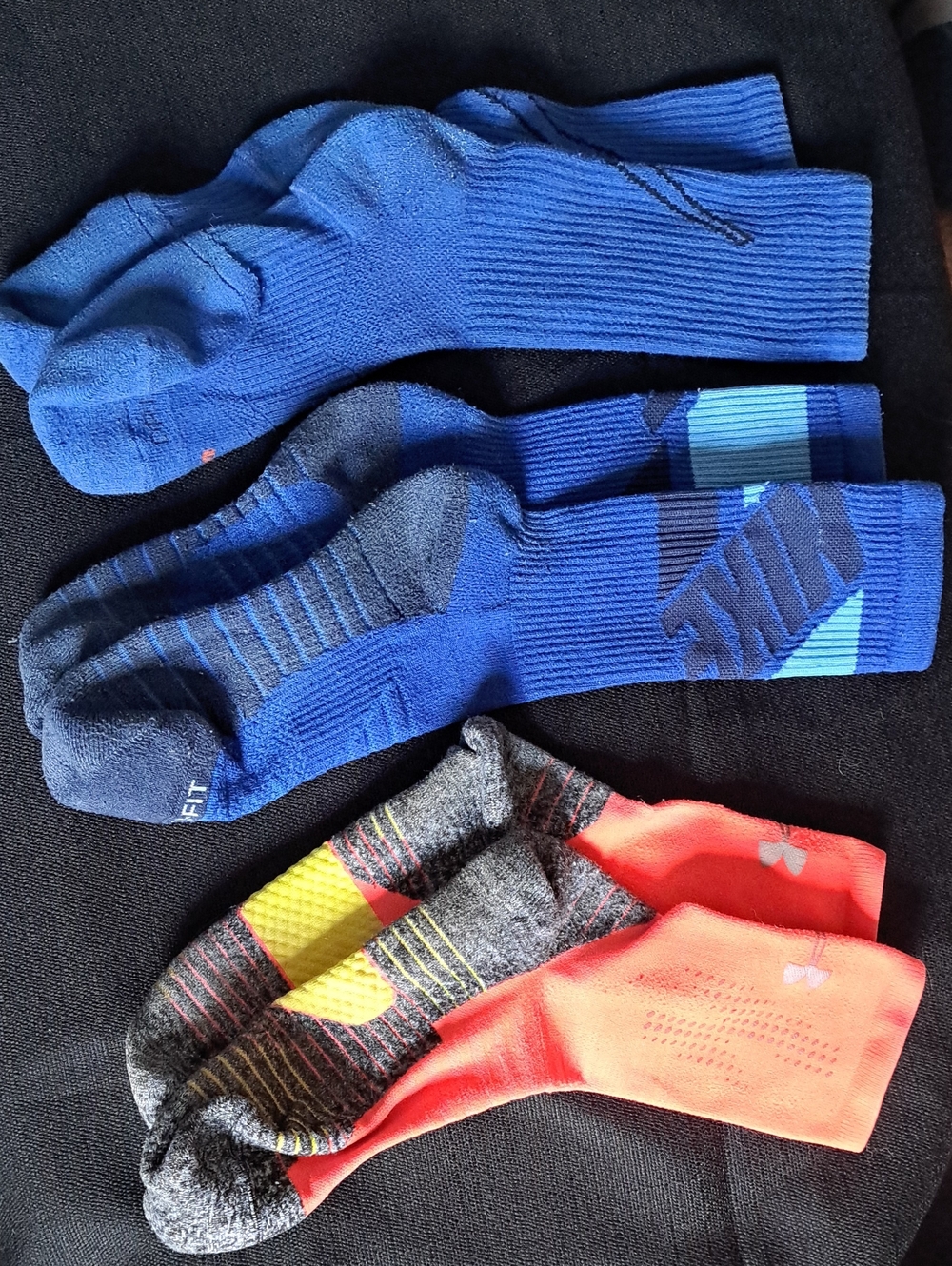 Men's Nike And Underarmour Athletic Crew and Ankle Socks - Blue and Coral